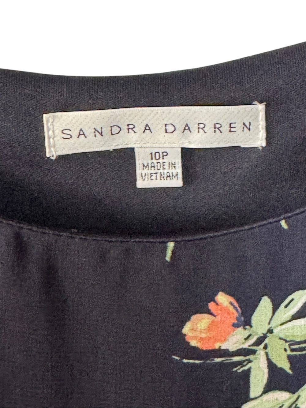 Sandra Darren Floral & Stripe Ruffle Maxi Dress - Navy with Pastel Accents 10P - Picture 4 of 10